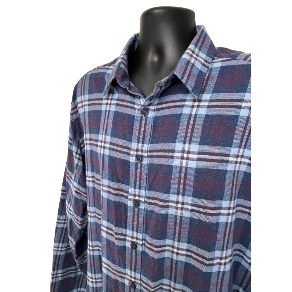 UNTUCKit Men's Plaid Button Up Shirt Blue Heavyweight Cotton 35749 Size XLT
